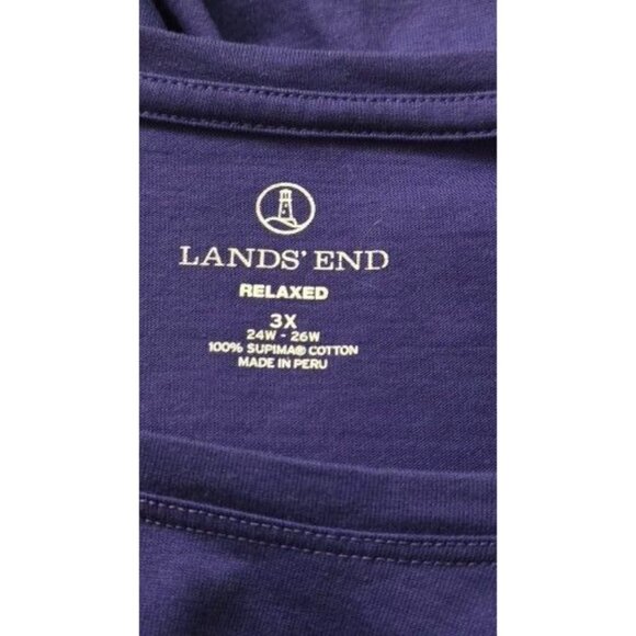 Lands End Relaxed Women's Tee Long Sleeve blue Supima Cotton size 3X - Picture 4 of 5